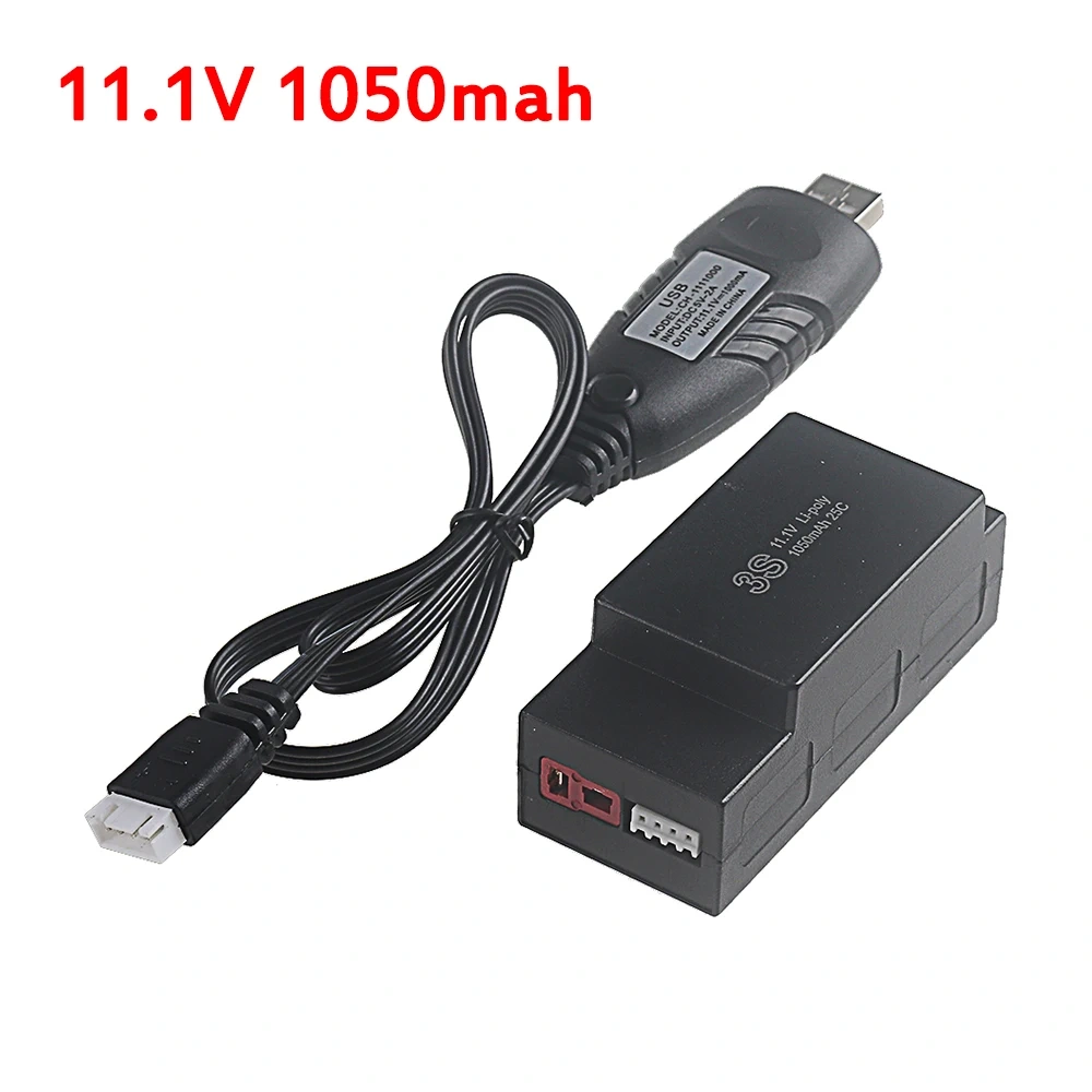 3S 11.1V 1050mAh LiPo Battery And USB Charger for MJX Hyper Go H16H H16E 16207 16208 1/16 Rc Car 16209 16210 RC Trucks Parts