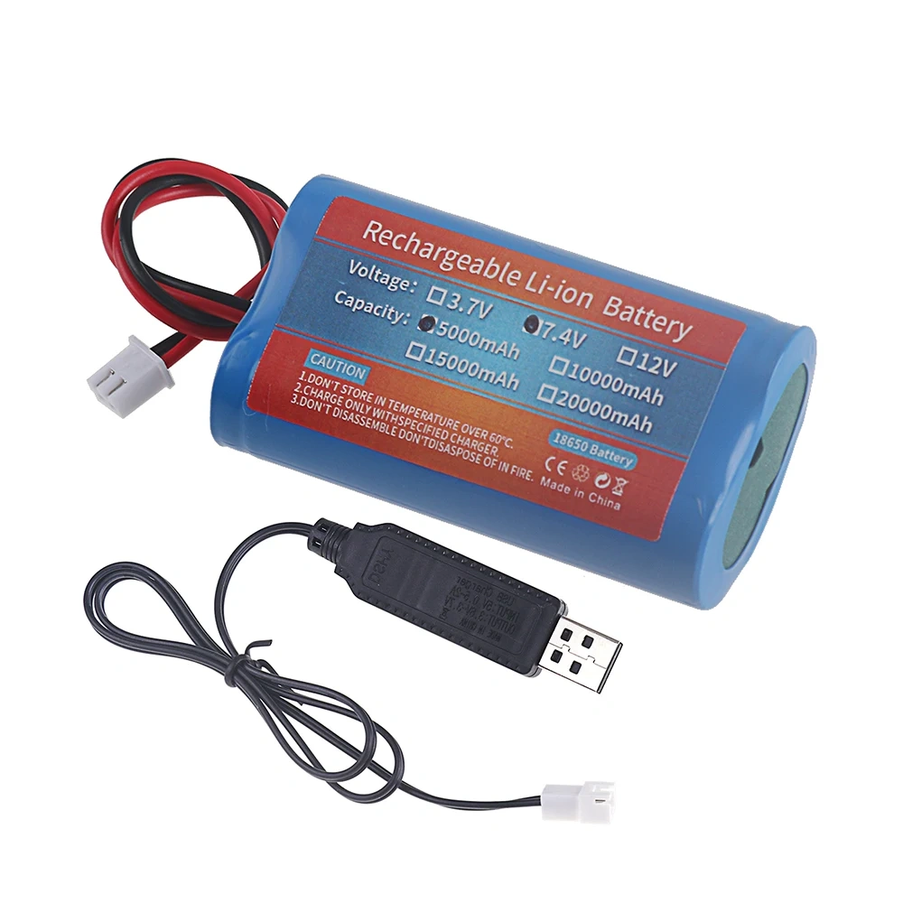 7.4V 18650 lithium battery 5000mAh 10000mAh 15000mAh Rechargeable battery pack megaphone speaker Monitors LED lights XH-2P Plug