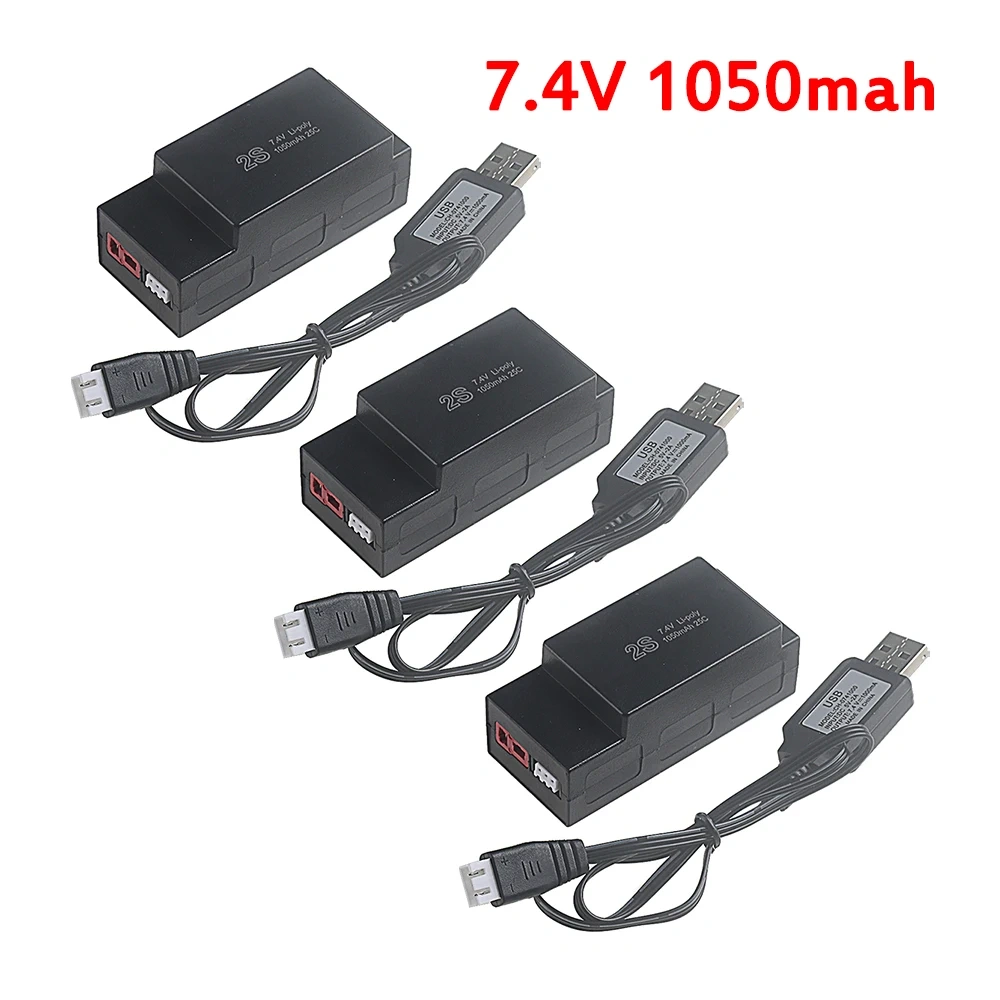 1050mah 7.4V / 11.1V RC Car Battery And USB Charger  2S 3S for MJX Hyper Go H16H H16E 16207 16208 1/16 16209 16210 RC Trucks