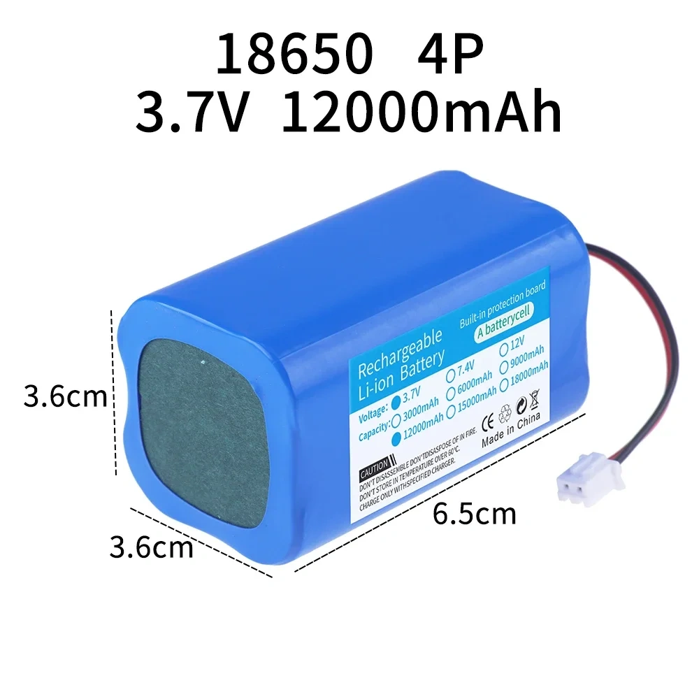 3.7V Lithium Battery Pack 18650 3000mAh 6000mAh 9000mAh 12000mAh for Fishing LED Light Bluetooth Speaker Emergency DIY batteries