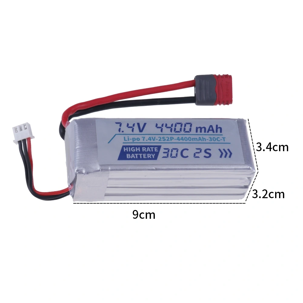 Upgrade 7.4V 4400mah Lipo Battery For MJX Hyper Go 16207 16208 16209 16210 1/16 RC Racing Car, 2S 7.4V 30C HIGH RATE BATTERY