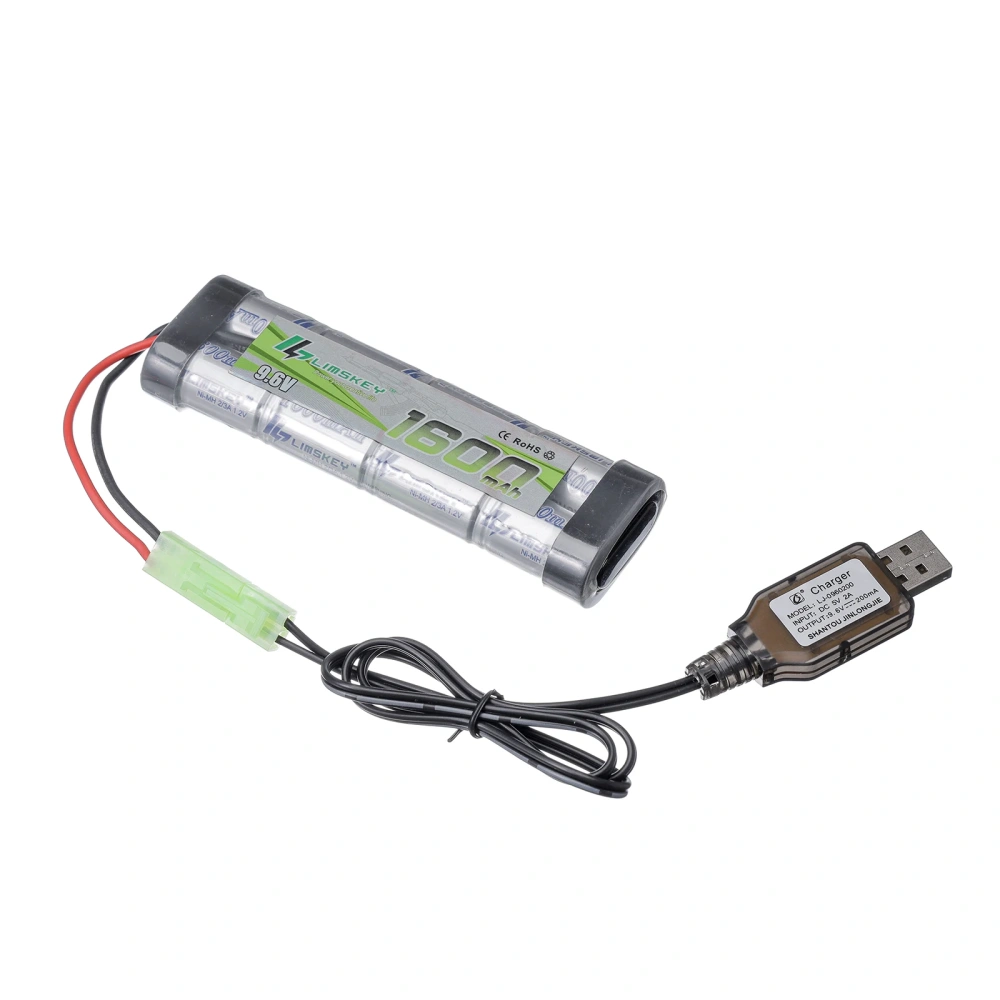 Limskey 8S 2/3A 9.6v 1600mAh NiMH Flat Battery Pack with Mini Tamiya Connector for Airsoft Guns Mini AK series or modified AEG's