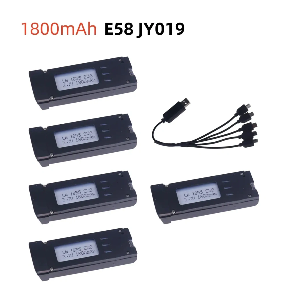 3.7V 1800mAh Battery for E58 E68 JY109 S168 Quadcopter 3pcs  RC Drone Lithium Battery Remote Control UAV Battery