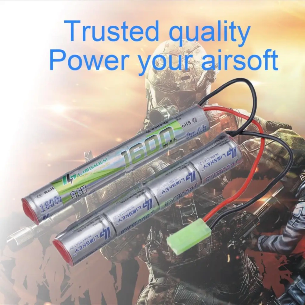 2pcs Lismkey 8S 2/3A 9.6v 1600mAh Butterfly NunChuck NIMH Battery Pack with Mini Tamiya  for Airsoft Guns  ICS CA TM SRC JG