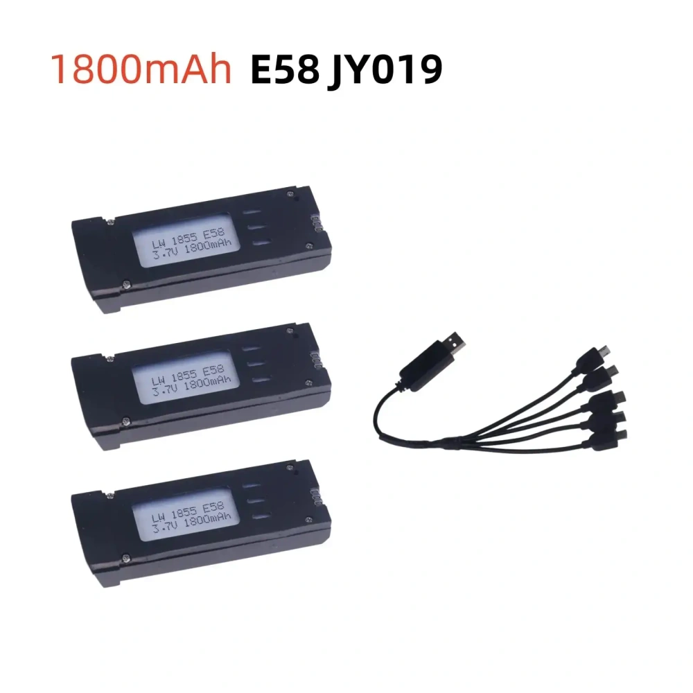 3.7V 1800mAh Battery for E58 E68 JY109 S168 Quadcopter 3pcs  RC Drone Lithium Battery Remote Control UAV Battery