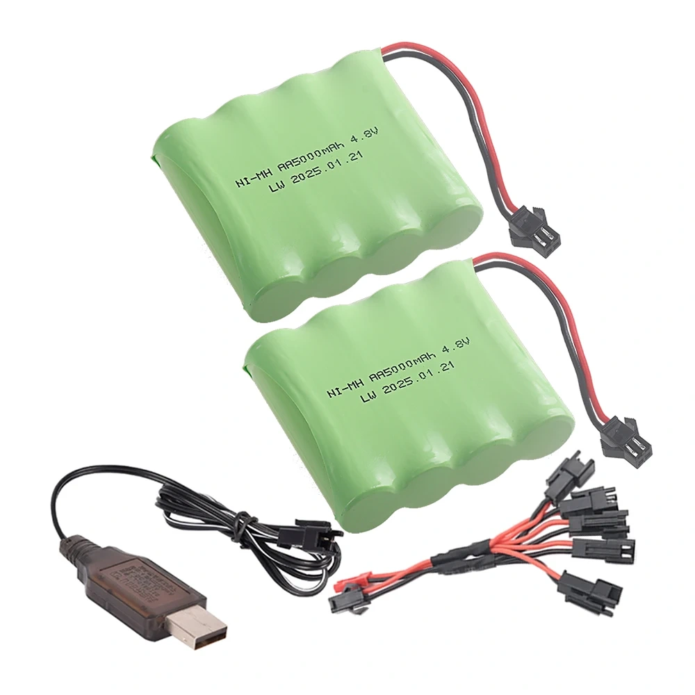 (SM PLUG) 5000mah 4.8V NI-MH Battery With Charger For Rc Toys Cars Tanks Robot Boats Guns NiMH AA 4.8v Rechargeable Battery Pack