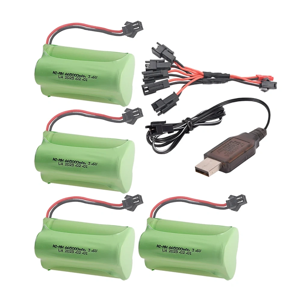 3.6V 5000mAh Ni-MH Rechargeable Battery Pack An Charger For Remote Control Toys Car Boat Tools Model accessories 3.6V AA Battery