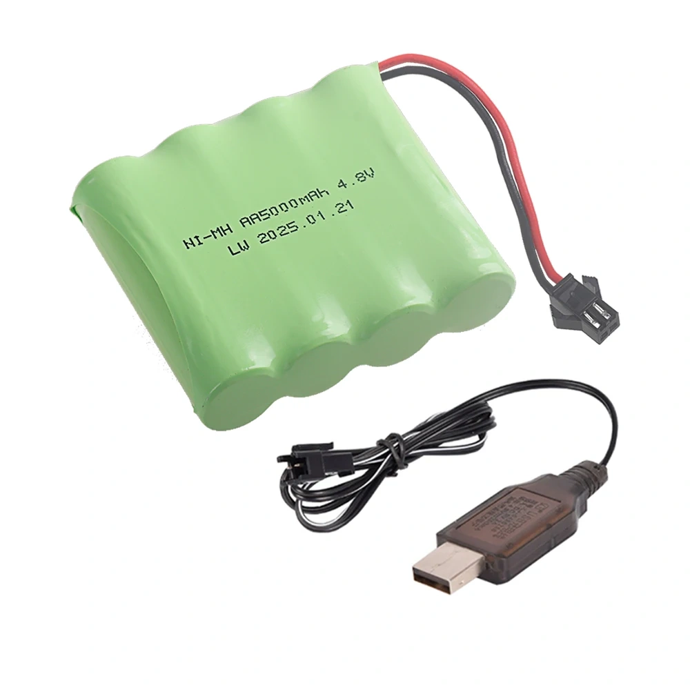 (SM PLUG) 5000mah 4.8V NI-MH Battery With Charger For Rc Toys Cars Tanks Robot Boats Guns NiMH AA 4.8v Rechargeable Battery Pack