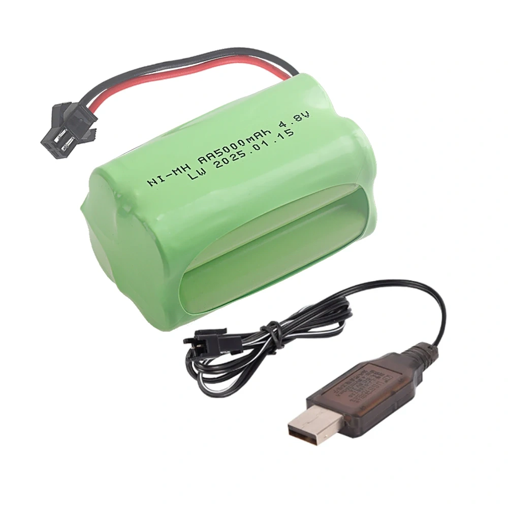 4.8V 5000mAh Rechargeable NiMH Battery For RC Cars Robots Tank Gun Boats toys parts T Model With SM Plug AA 4.8 v Battery Pack