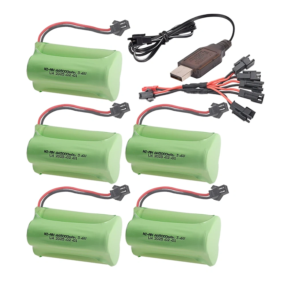 3.6V 5000mAh Ni-MH Rechargeable Battery Pack An Charger For Remote Control Toys Car Boat Tools Model accessories 3.6V AA Battery