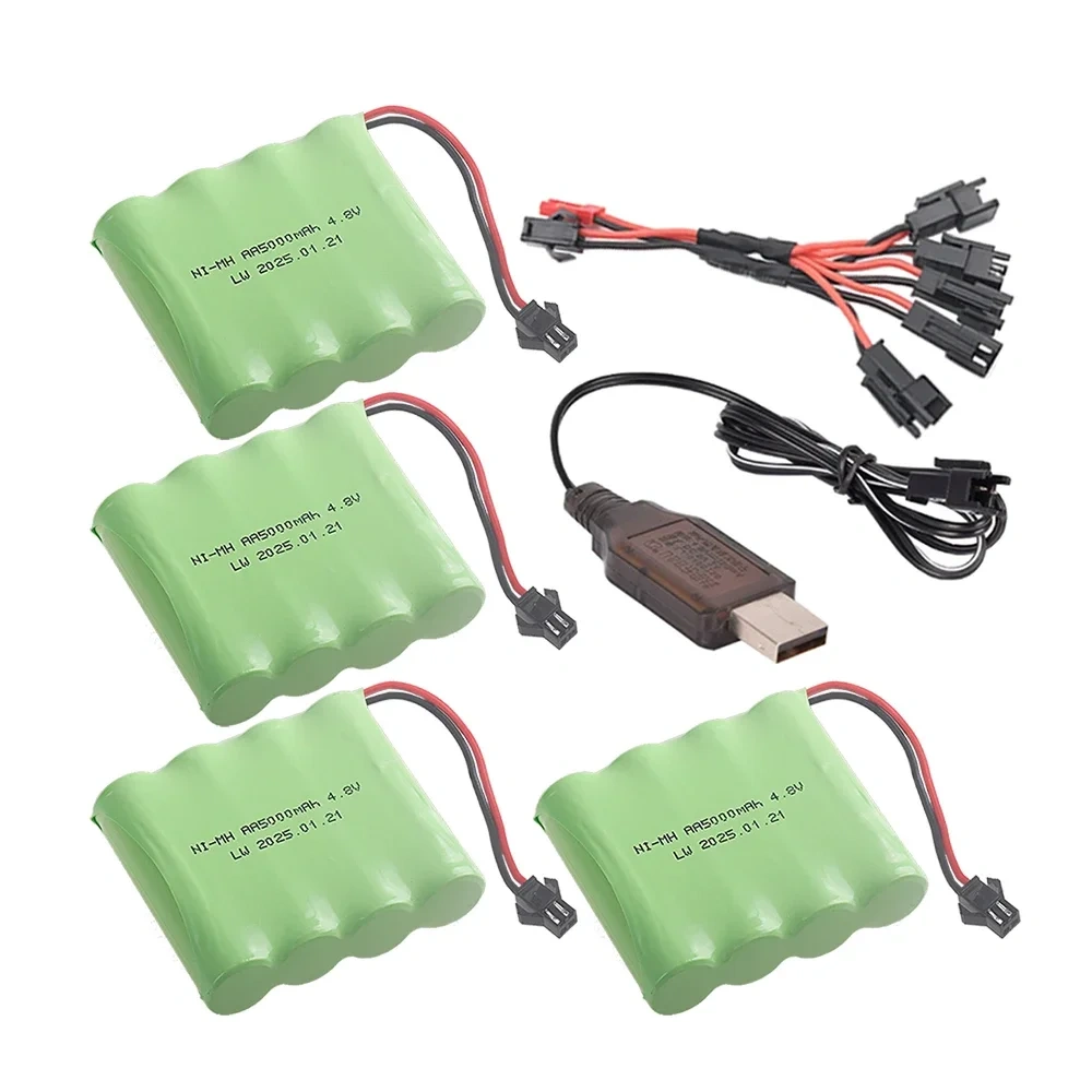 (SM PLUG) 5000mah 4.8V NI-MH Battery With Charger For Rc Toys Cars Tanks Robot Boats Guns NiMH AA 4.8v Rechargeable Battery Pack