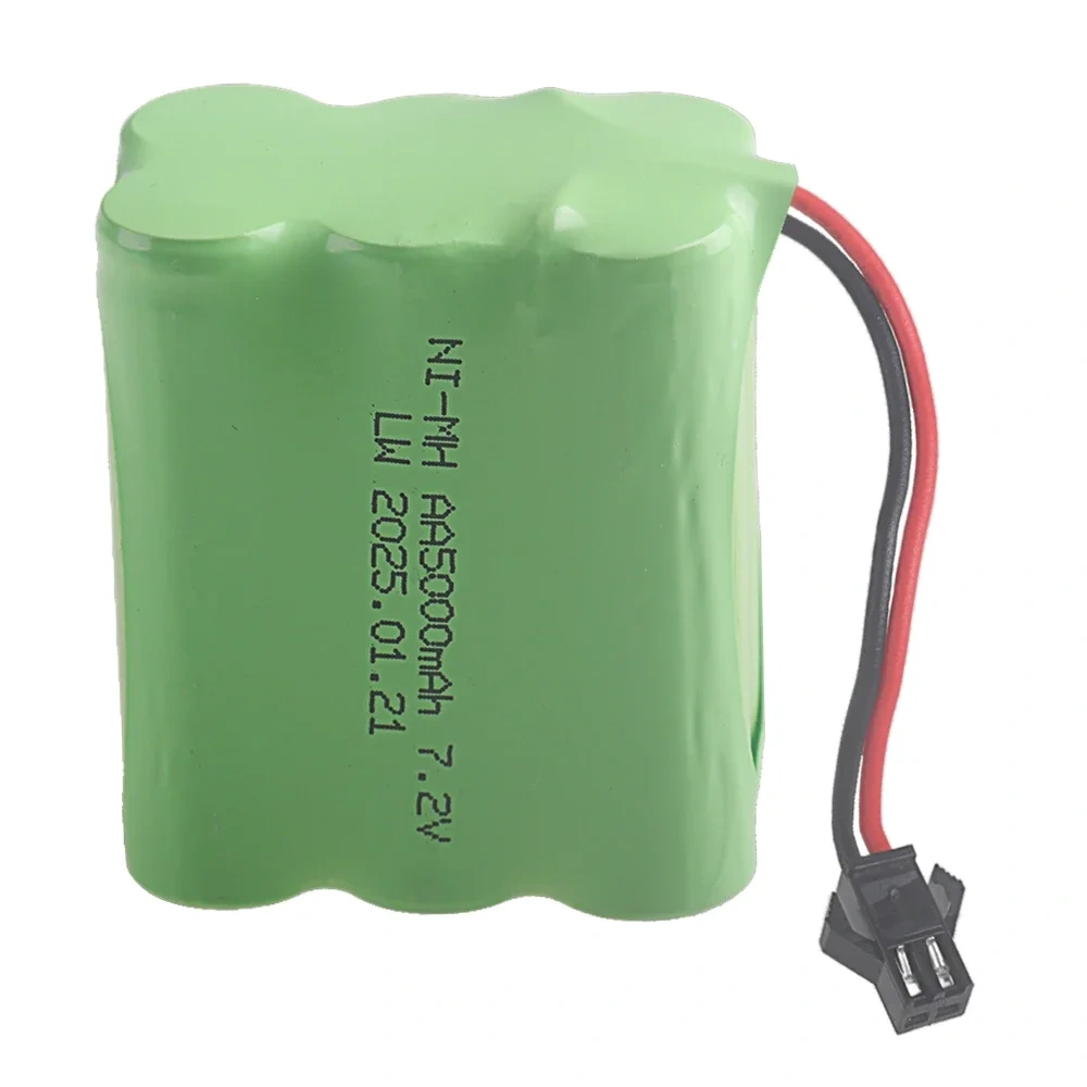 (SM-2P Plug) 7.2V 5000mah NiMH Battery For Rc toys Car Boat Tanks Trains Robot Parts Ni-MH AA 7.2v Rechargeable Battery 1-5 Pcs