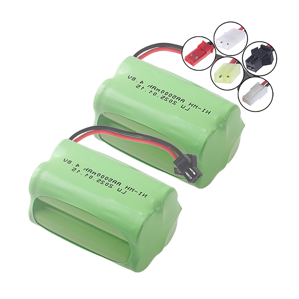 2Pcs 4.8V 5000mah NiMH AA Battery SM/JST/Tamiya-2P PLUG For Rc toys Cars Tank Robot Boats Guns Ni-MH AA 4.8V Rechargeable Battery