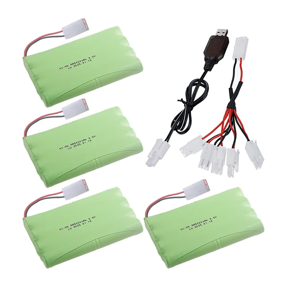 9.6V 5000mah Ni-MH Rechargeable Battery with Tamiya plug and Charger For Rc Cars Tanks Trucks toys NiMH 8*AA 9.6v Batteries Pack