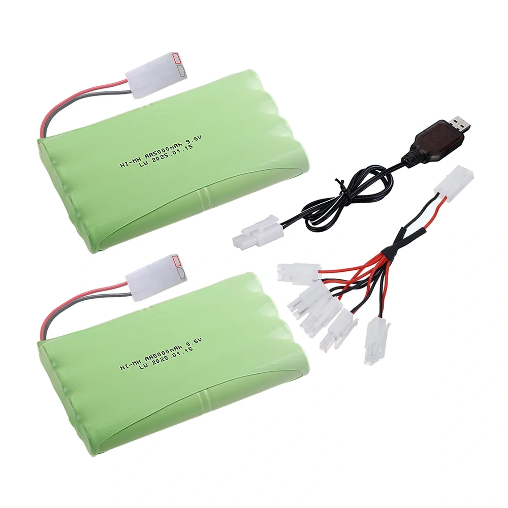 9.6V 5000mah Ni-MH Rechargeable Battery with Tamiya plug and Charger For Rc Cars Tanks Trucks toys NiMH 8*AA 9.6v Batteries Pack