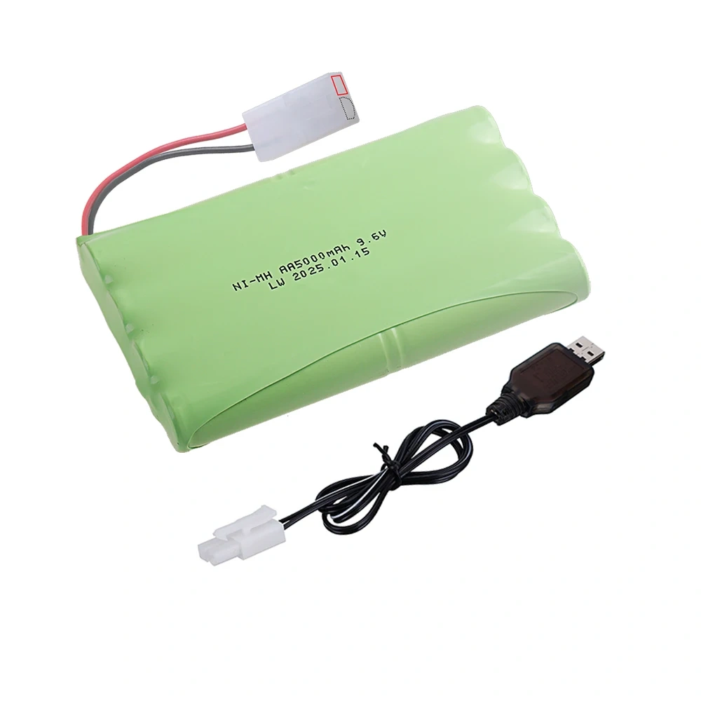 9.6V 5000mah Ni-MH Rechargeable Battery with Tamiya plug and Charger For Rc Cars Tanks Trucks toys NiMH 8*AA 9.6v Batteries Pack