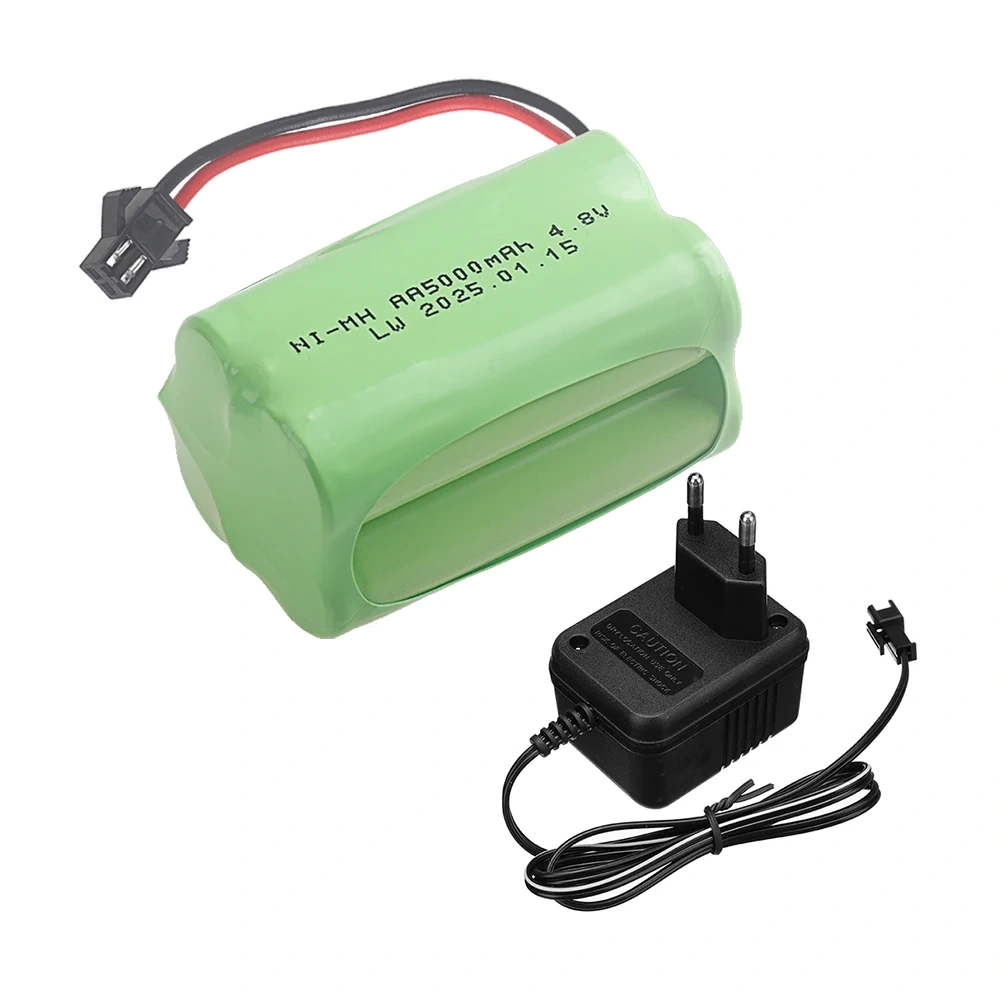 4.8V 5000mAh Rechargeable NiMH Battery For RC Cars Robots Tank Gun Boats toys parts T Model With SM Plug AA 4.8 v Battery Pack