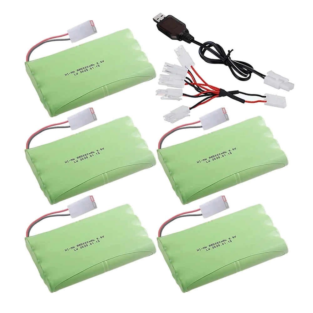 9.6V 5000mah Ni-MH Rechargeable Battery with Tamiya plug and Charger For Rc Cars Tanks Trucks toys NiMH 8*AA 9.6v Batteries Pack