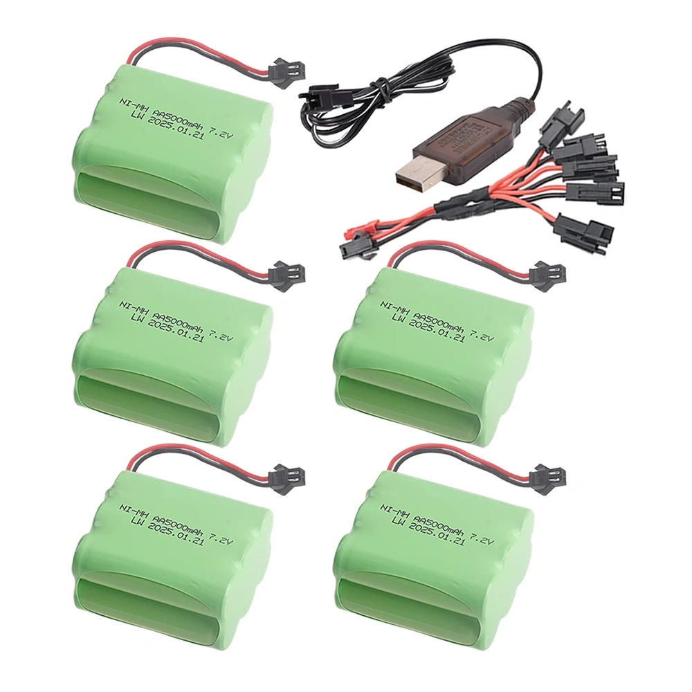 7.2V 5000mah 2400mAh Ni-MH 6*AA Rechargable Battery With SM Plug For RC Truck/ Rc Racing car/ boat model Toys 7.2 v battery Pack