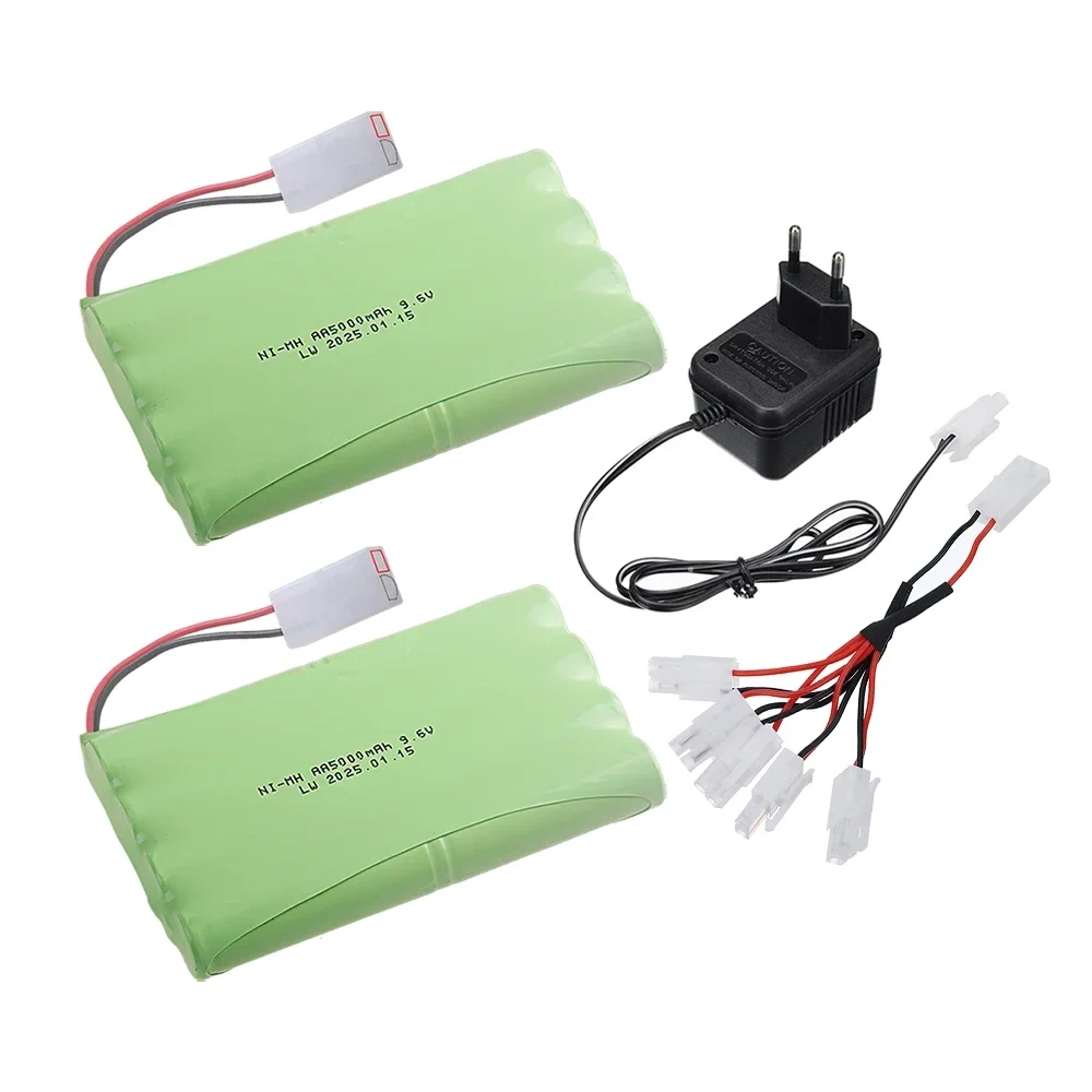 9.6V 5000mah Ni-MH Rechargeable Battery with Tamiya plug and Charger For Rc Cars Tanks Trucks toys NiMH 8*AA 9.6v Batteries Pack