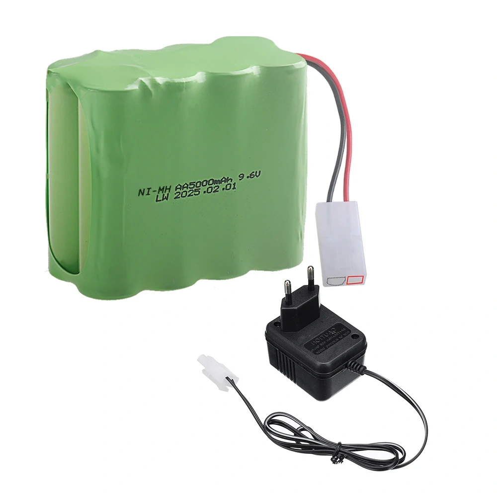 Upgraded 5000mah 9.6V Ni-MH Battery with Charger For Rc toys Cars Tank Train Robot Boat parts AA 9.6v Rechargeable Battery Pack