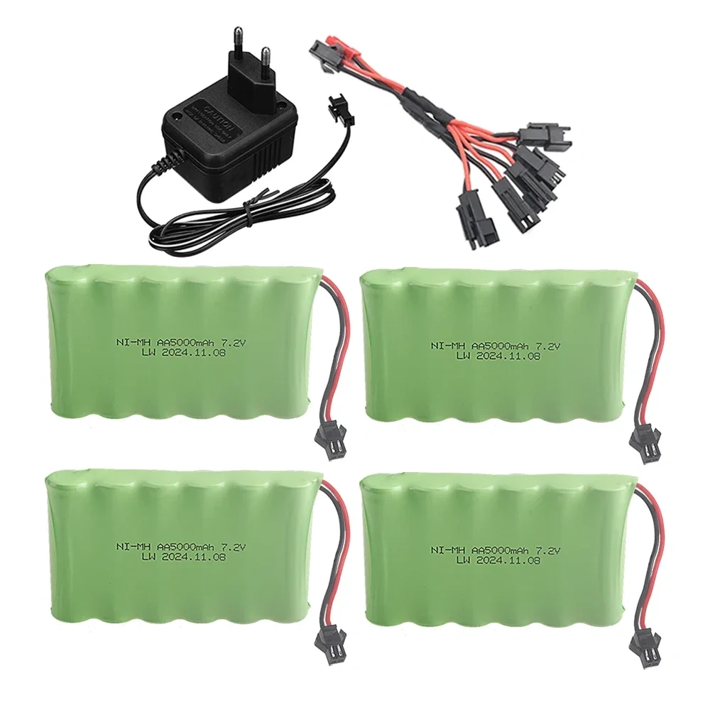 Ni-MH 7.2V 5000mAh SM Plug Battery and Charger Set For RC Cars Robot Tanks Gun Boats Toys Accessories upgrade 7.2v Battery Aa