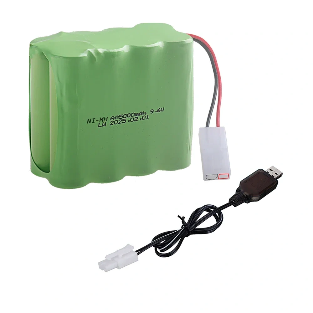 Upgraded 5000mah 9.6V Ni-MH Battery with Charger For Rc toys Cars Tank Train Robot Boat parts AA 9.6v Rechargeable Battery Pack