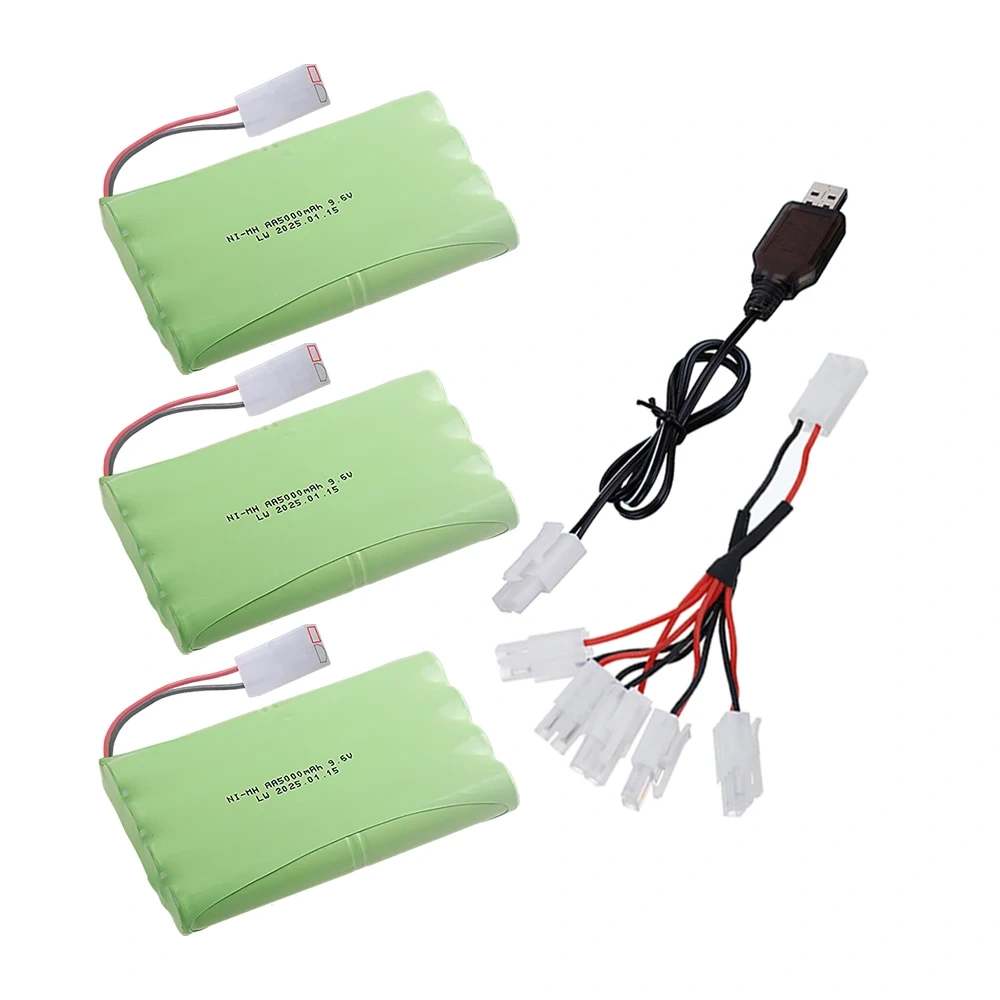 9.6V 5000mah Ni-MH Rechargeable Battery with Tamiya plug and Charger For Rc Cars Tanks Trucks toys NiMH 8*AA 9.6v Batteries Pack