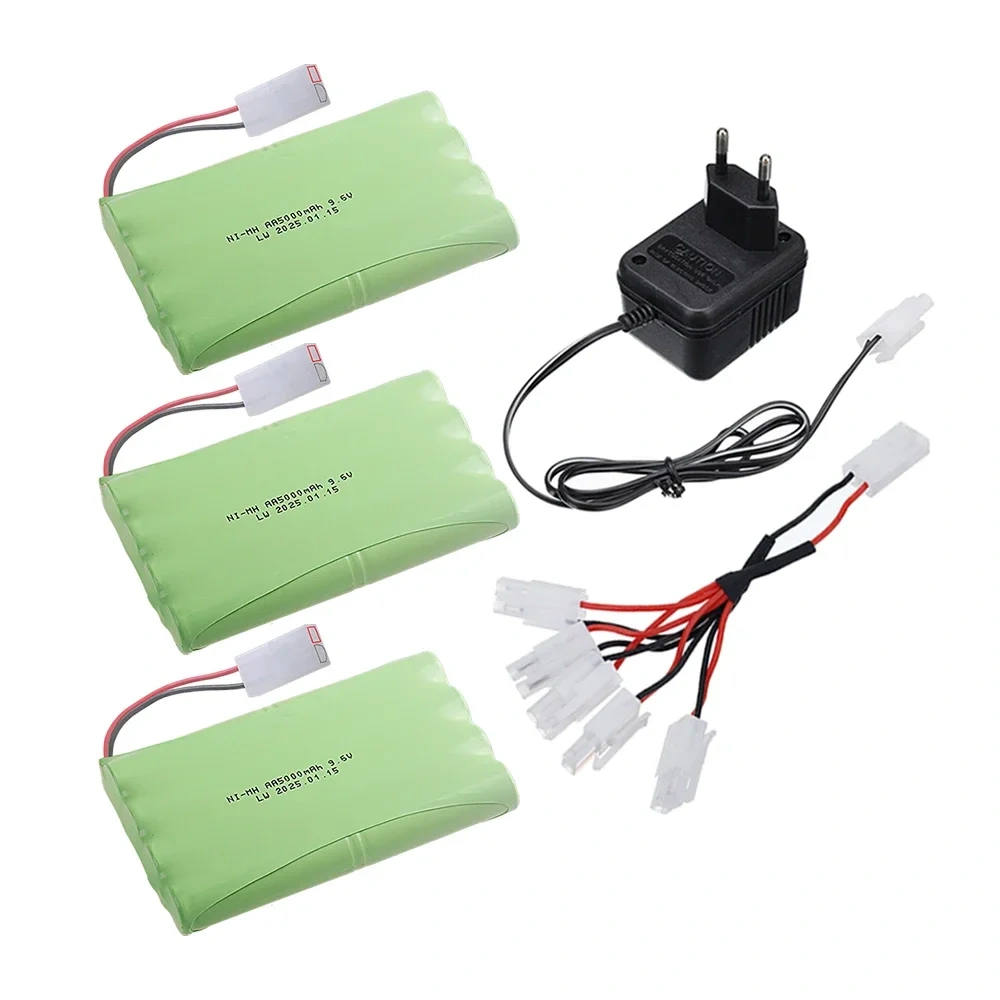 9.6V 5000mah Ni-MH Rechargeable Battery with Tamiya plug and Charger For Rc Cars Tanks Trucks toys NiMH 8*AA 9.6v Batteries Pack