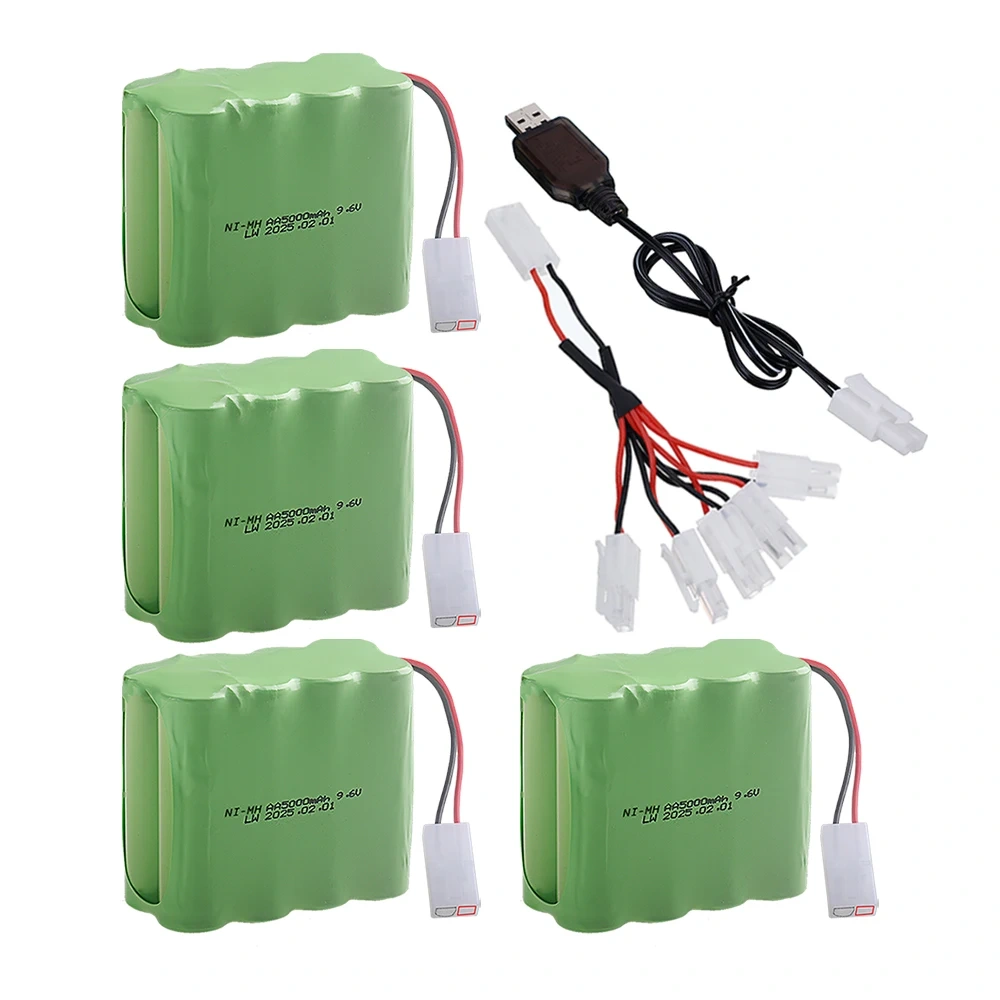 Upgraded 5000mah 9.6V Ni-MH Battery with Charger For Rc toys Cars Tank Train Robot Boat parts AA 9.6v Rechargeable Battery Pack