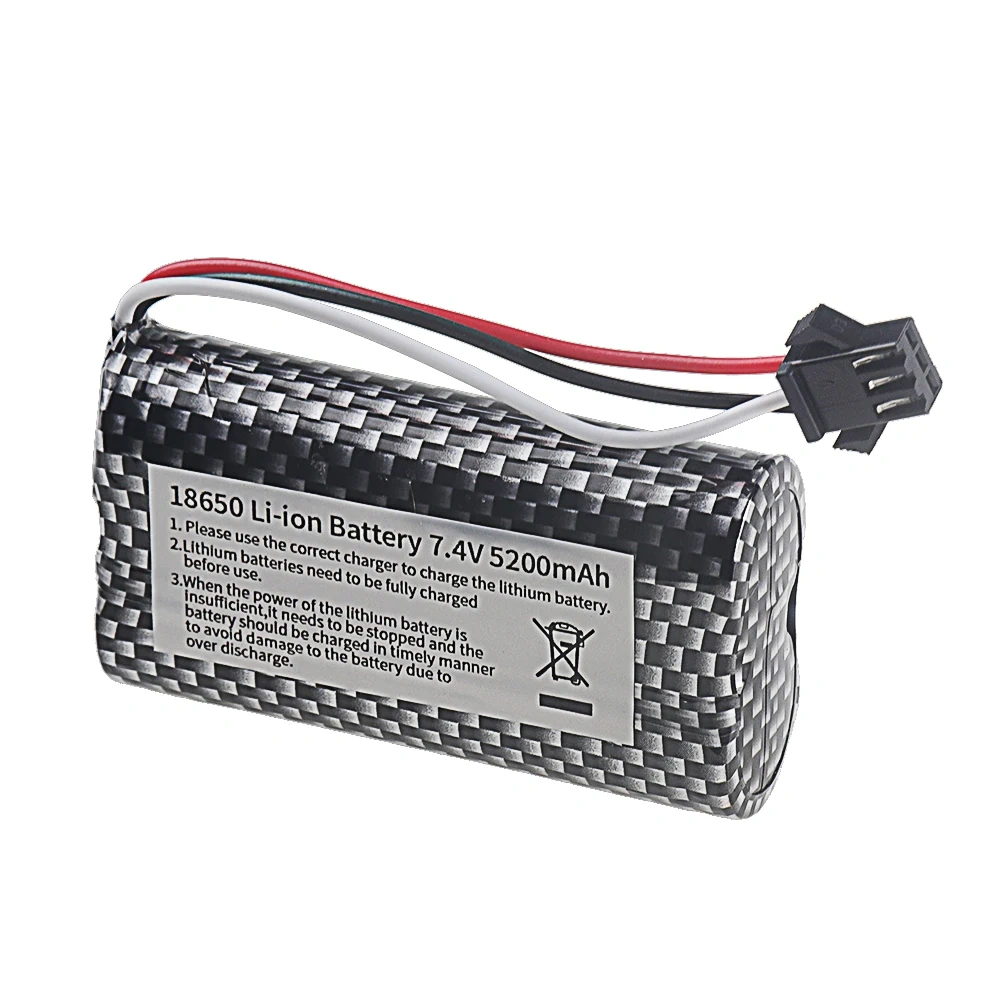 7.4V 5200mAh Li-ion Battery with SM-3P Plug For MN99S MN82 MN90 MN128 MN78 LC79 Remote Control Car Battery Parts 2S 18650 20C