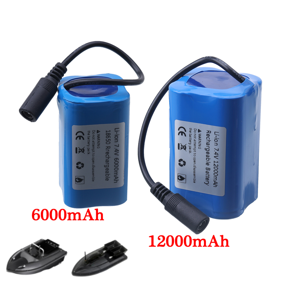 7.4V 12000Mah 6000Mah RC Boats Battery For T188 T888 2011-5 V007 C18 H18 Remote Control Fishing Bait Boat Ship Parts Accessories