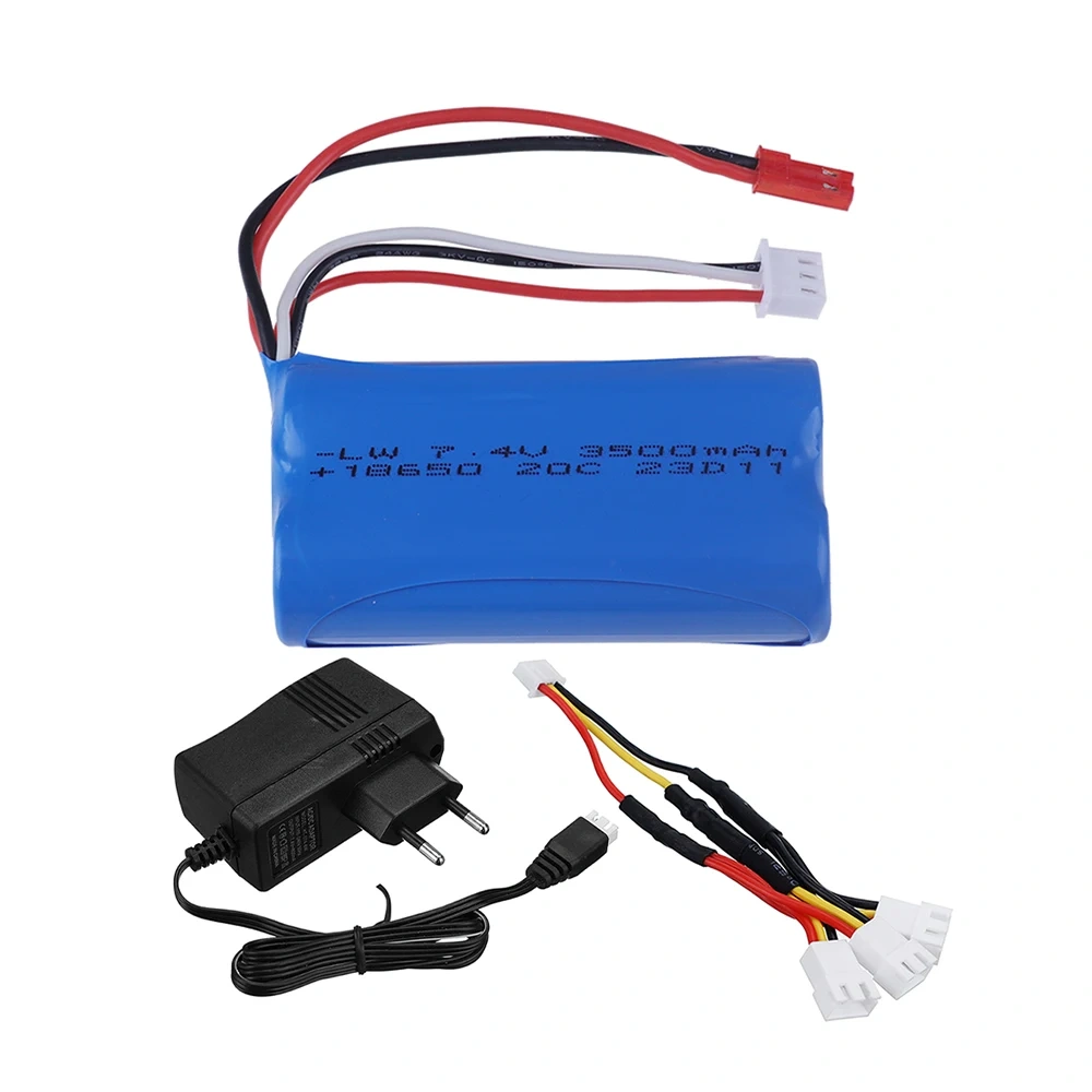 Upgraded 3000mAh to 3500mAh 7.4V 18650 Li-ion Battery With JST Plug and Charger For RC Racing Truck Electric Toys Backup battery