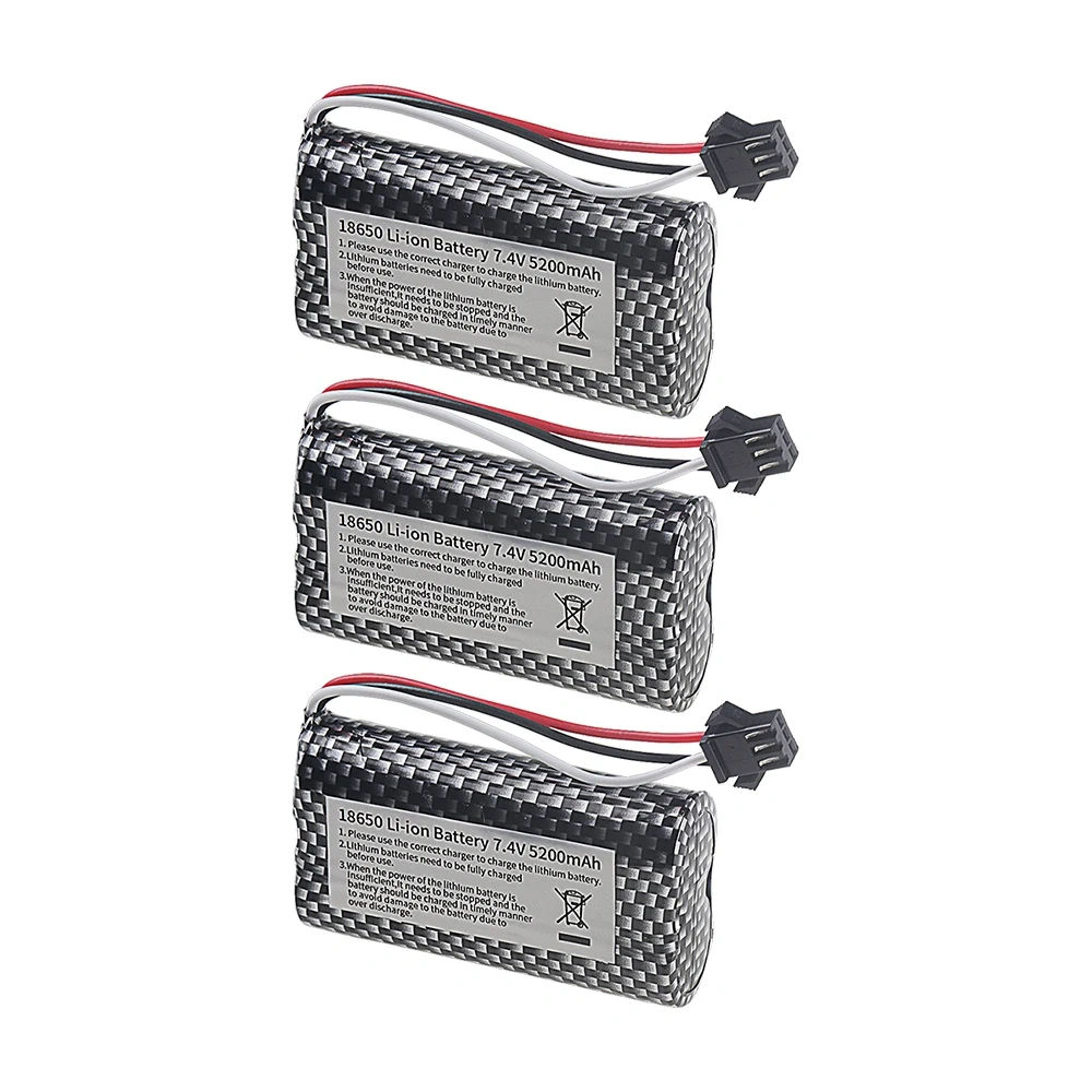 7.4V 5200mAh Li-ion Battery with SM-3P Plug For MN99S MN82 MN90 MN128 MN78 LC79 Remote Control Car Battery Parts 2S 18650 20C