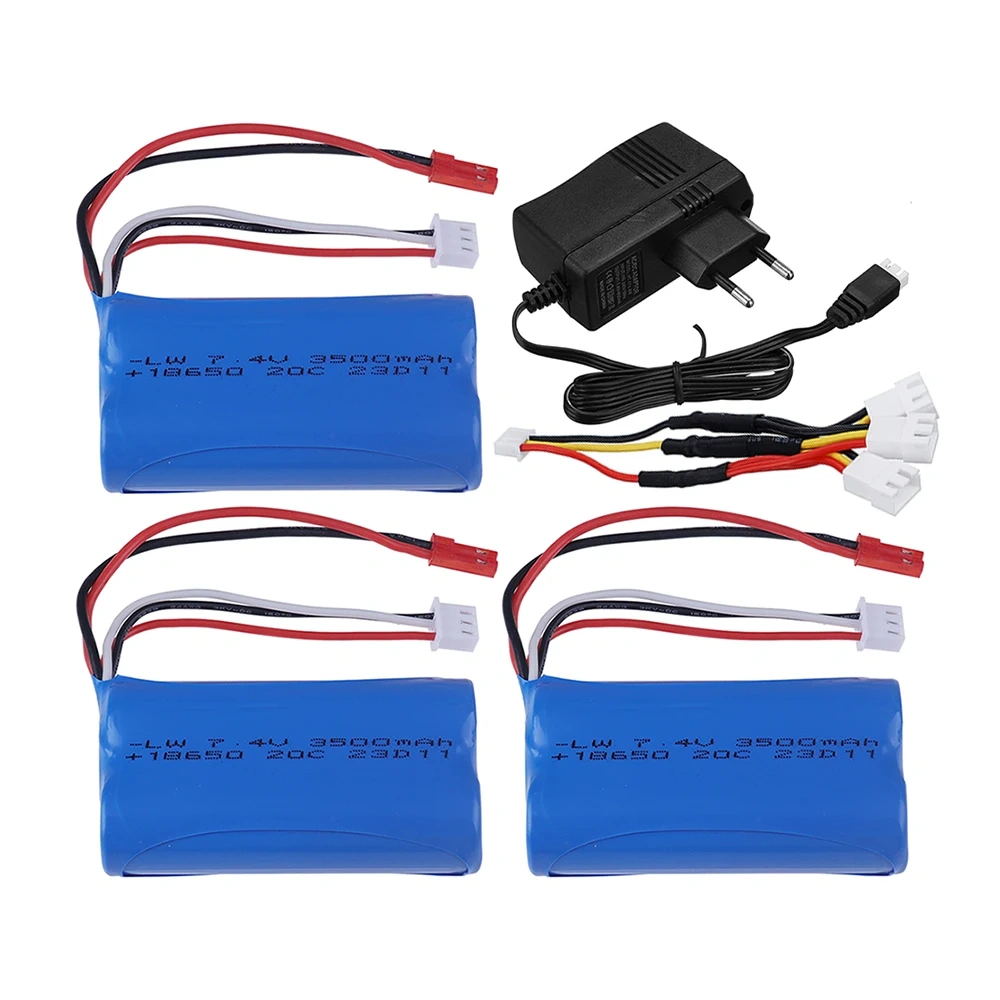 Upgraded 3000mAh to 3500mAh 7.4V 18650 Li-ion Battery With JST Plug and Charger For RC Racing Truck Electric Toys Backup battery