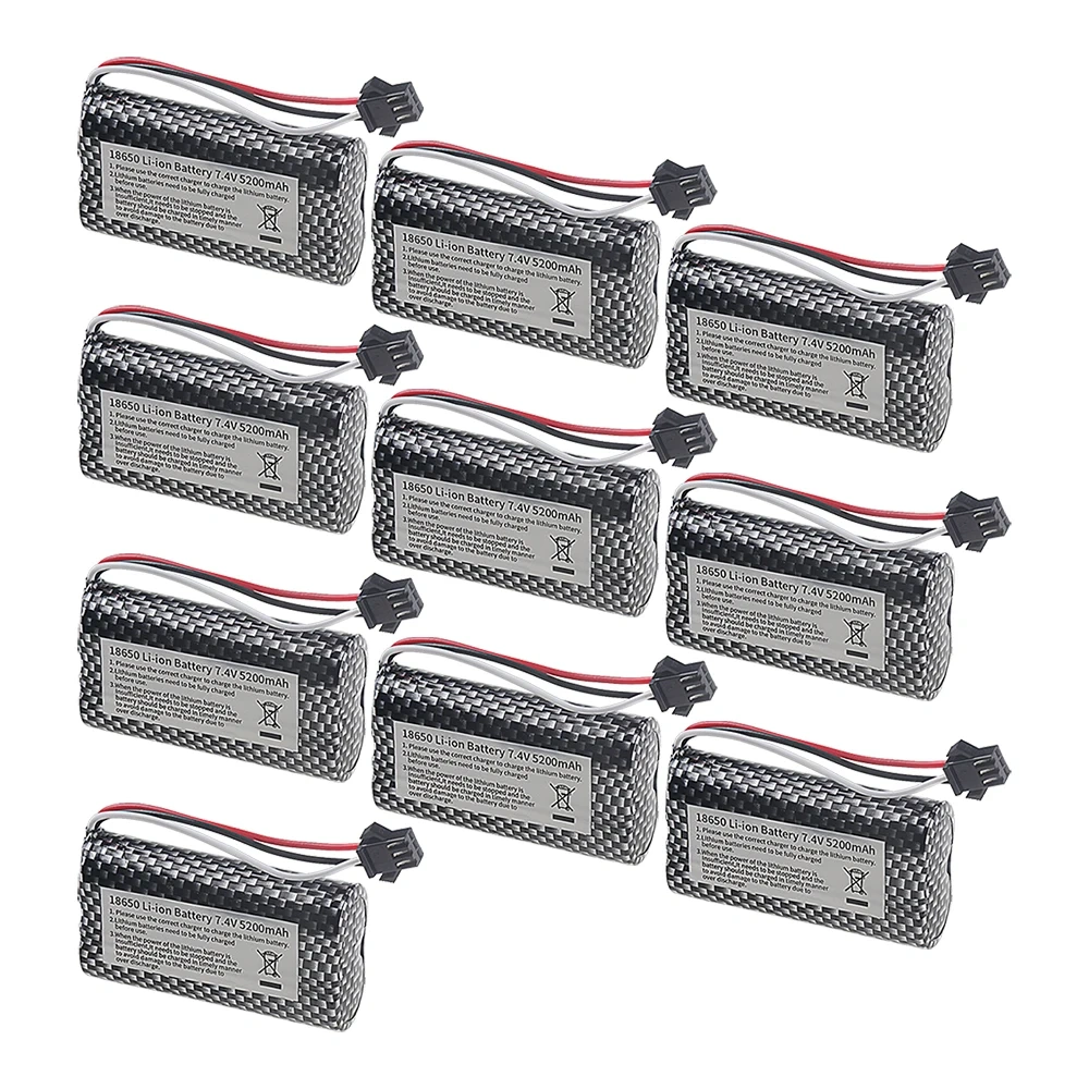 7.4V 5200mAh Li-ion Battery with SM-3P Plug For MN99S MN82 MN90 MN128 MN78 LC79 Remote Control Car Battery Parts 2S 18650 20C