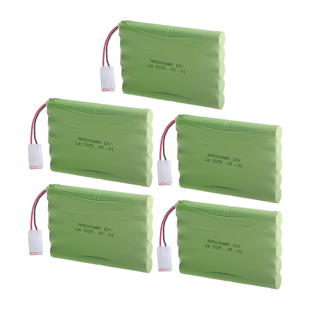 Upgrade 5000mAh 12V NiMH Battery with Tamiya Plug for Rc toy Cars Tanks Trains Robots Boats, Ni-MH AA 12v Rechargeable Battery