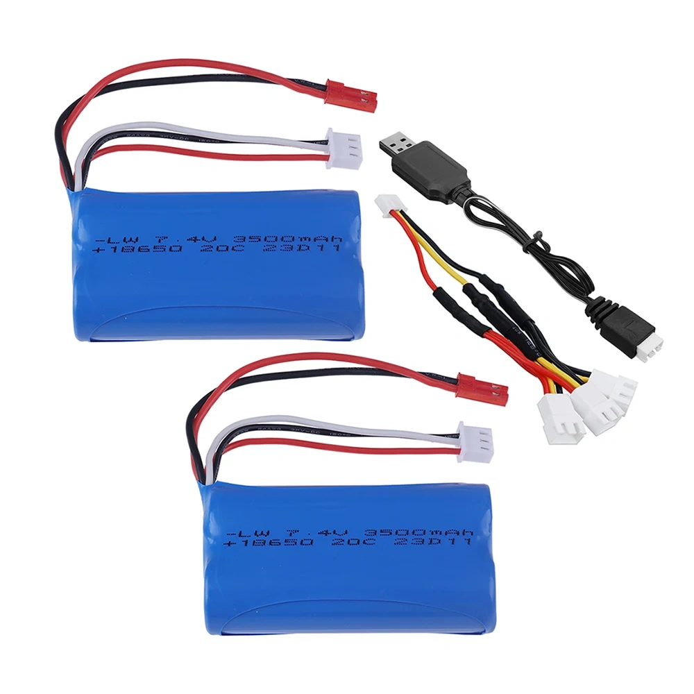 Upgraded 3000mAh to 3500mAh 7.4V 18650 Li-ion Battery With JST Plug and Charger For RC Racing Truck Electric Toys Backup battery