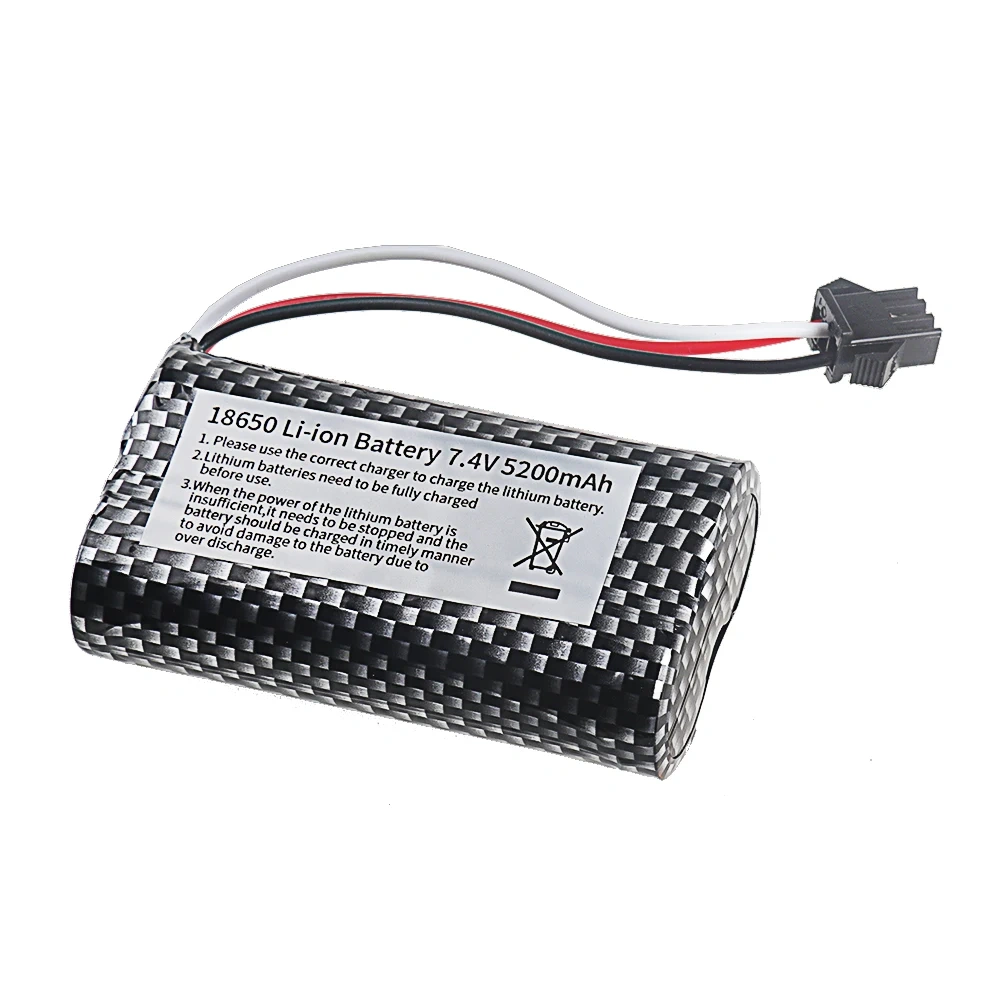 7.4V 5200mAh Li-ion Battery with SM-3P Plug For MN99S MN82 MN90 MN128 MN78 LC79 Remote Control Car Battery Parts 2S 18650 20C