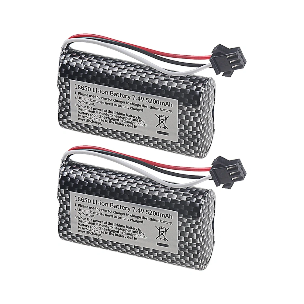 7.4V 5200mAh Li-ion Battery with SM-3P Plug For MN99S MN82 MN90 MN128 MN78 LC79 Remote Control Car Battery Parts 2S 18650 20C