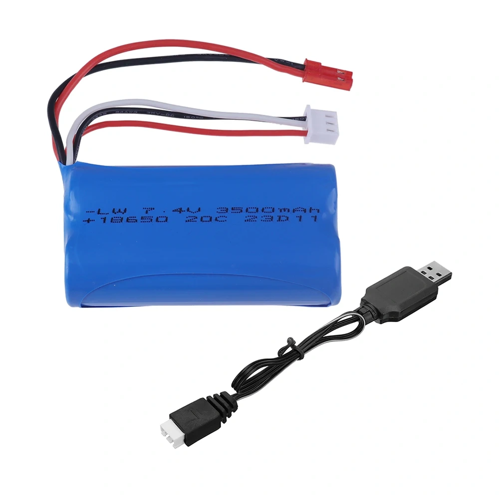 Upgraded 3000mAh to 3500mAh 7.4V 18650 Li-ion Battery With JST Plug and Charger For RC Racing Truck Electric Toys Backup battery