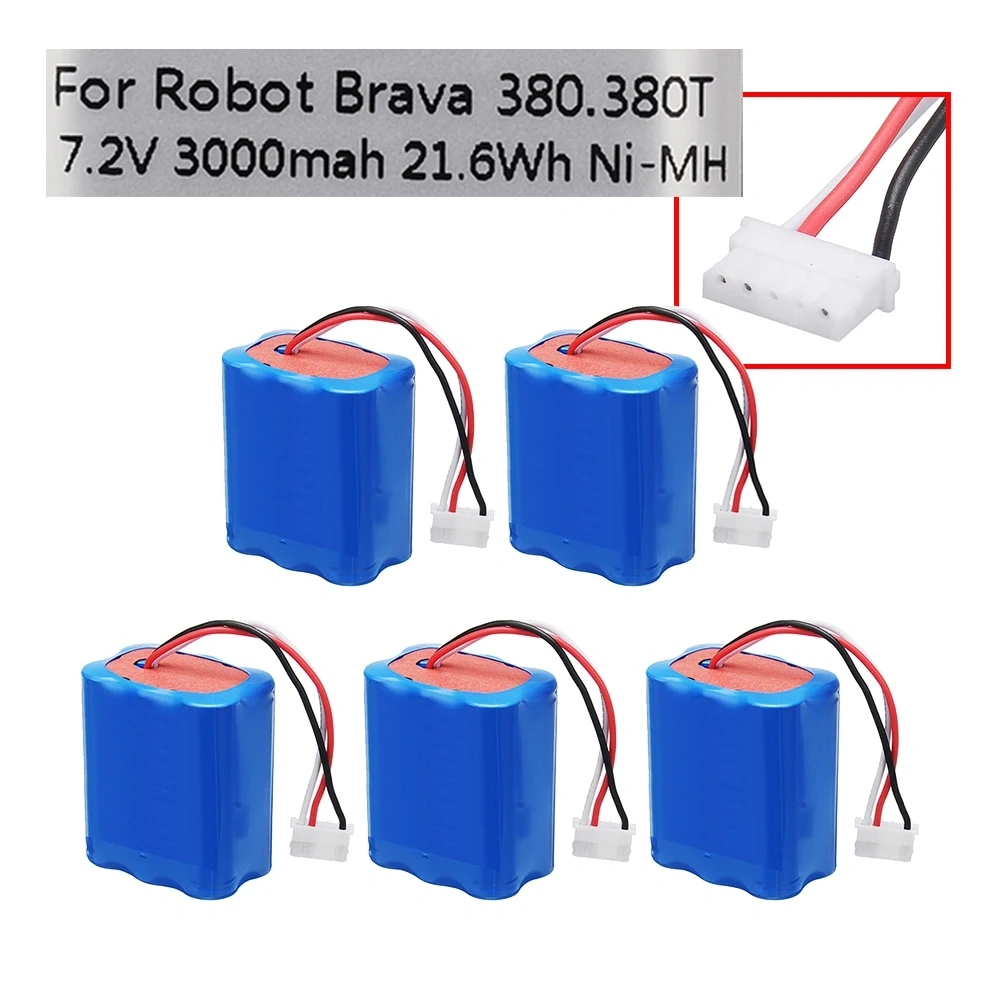 Original 7.2V Battery for iRobot Roomba Braava 380 380T Mint 5200c Ni-MH 2500mah Upgrade 3000mAh 3.0Ah 7.2v Rechargeable battery