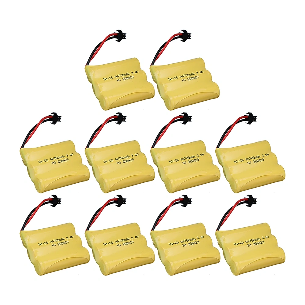 2-10pcs Ni-CD 3.6V 700mah Rechargeable Battery For Rc toys Cars Trucks Tank Robot Boat Gun 3*AA 700mah 3.6v Nicd Battery SM Plug