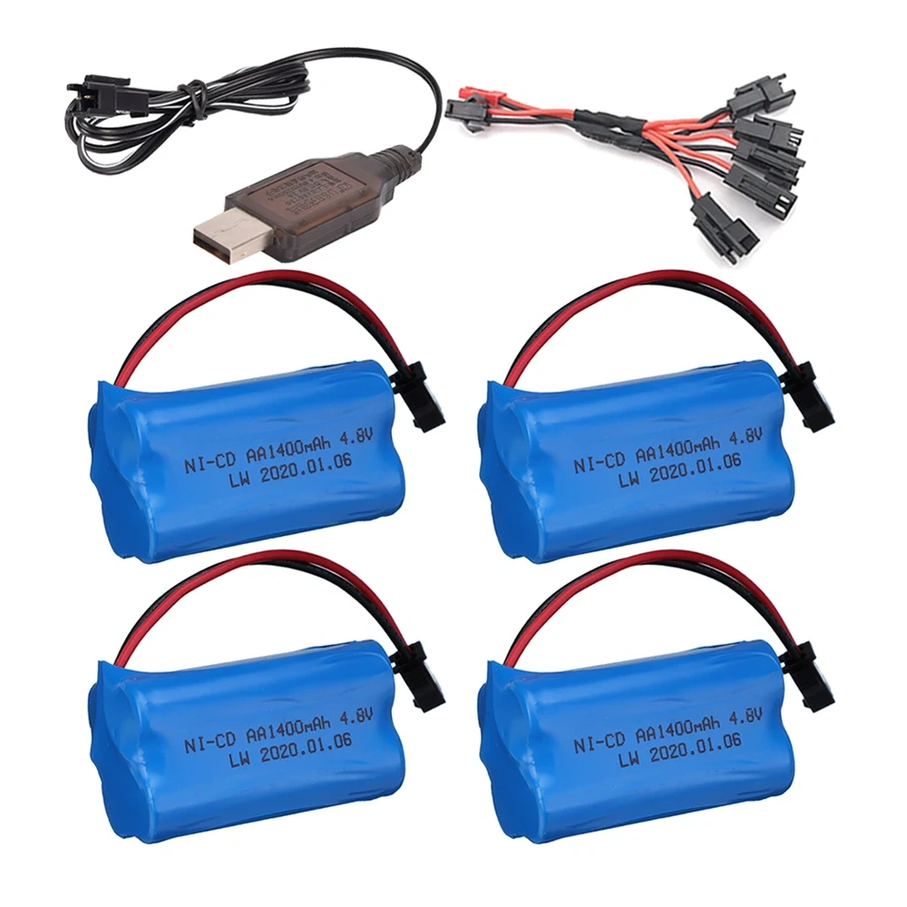 (SM Plug) 4.8v 1400mah NiCD Battery/Charger For Rc toys Cars Tanks Robots Boats Guns Ni-MH 4*AA 4.8v Rechargeable Battery Pack