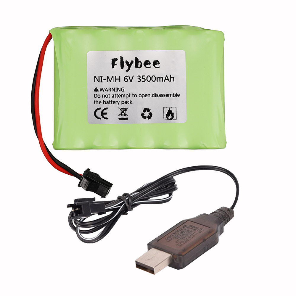 6V 3500mAh NiMH Battery / USB Charger SM plug For RC Toys Cars Boats Robots Tanks Gun Upgraded AA 6V Rechargeable Battery Pack