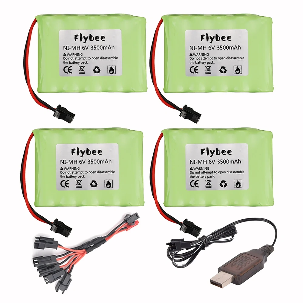 6V 3500mAh NiMH Battery / USB Charger SM plug For RC Toys Cars Boats Robots Tanks Gun Upgraded AA 6V Rechargeable Battery Pack
