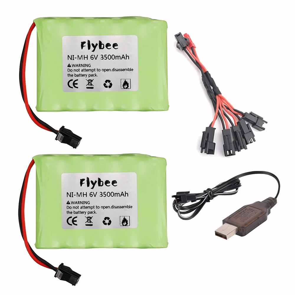 6V 3500mAh NiMH Battery / USB Charger SM plug For RC Toys Cars Boats Robots Tanks Gun Upgraded AA 6V Rechargeable Battery Pack