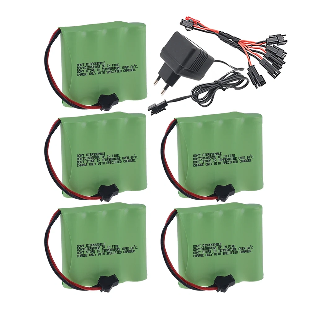 (SM Plug) 4.8v 4500mah NiMH AA Battery Pack + 4.8v Charger For Rc toys Cars Tanks Robots Boats Guns 4.8v Rechargeable Battery