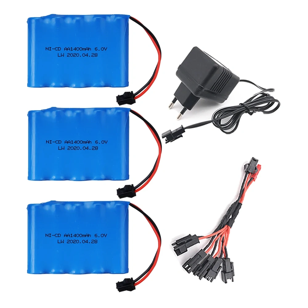 6v 1400mAh NICD Battery Pack and Charger For RC Toys Cars Boats Robots Tanks Gun AA 700mAh 6v Rechargeable Battery Pack SM Plug