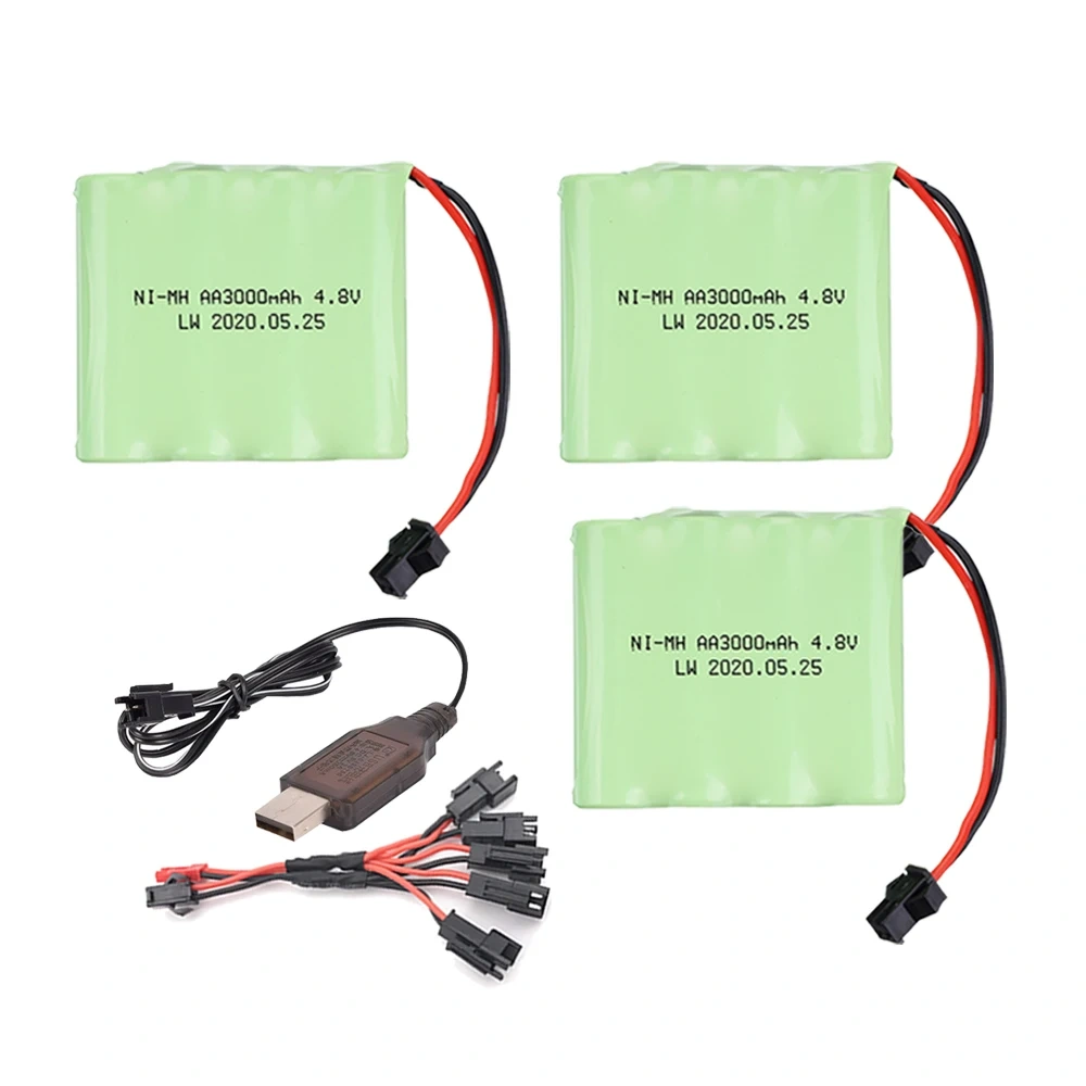 4.8v 3000mah Battery + USB Charger For Rc Cars Tanks Robots Boats Truck Guns toys NiMH AA 4.8v Rechargeable Battery Pack